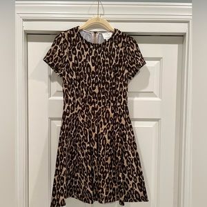 Kate Spade Leopard Animal Print Fit and Flare Cap Sleeve Dress